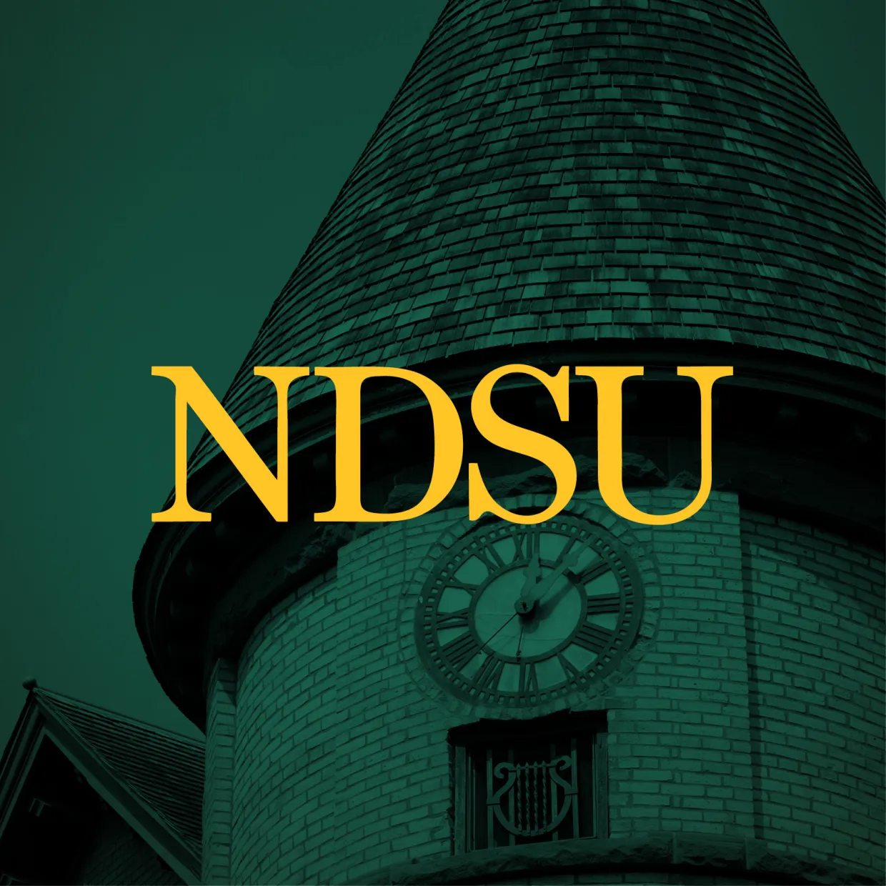 NDSU profile picture with Old Main clock background