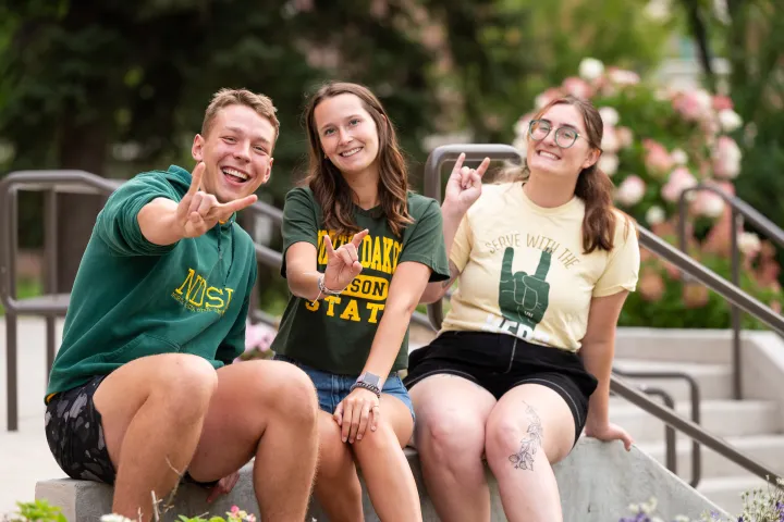 Students sitting on steps