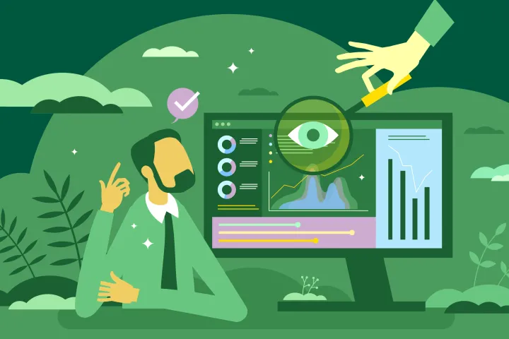 collage image showing researcher and computer screen