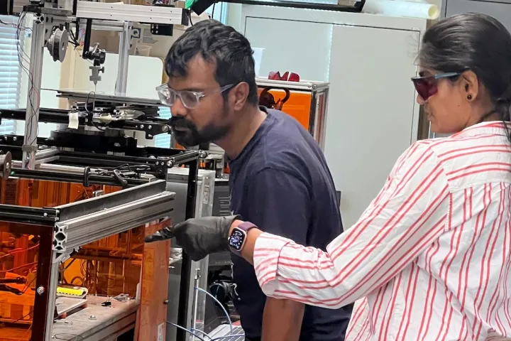 NDSU students work in the lab of Chad Ulven, professor of mechanical engineering.