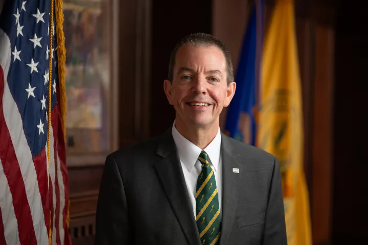 President Marshall Stewart in the NDSU President office