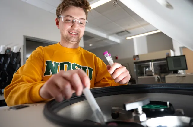 Garrett Honzay working in lab