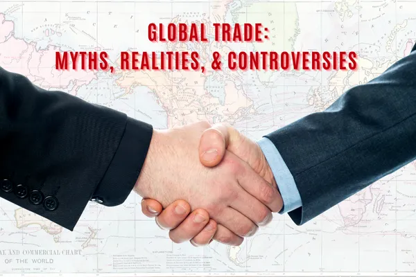Global Trade and two hands shaking