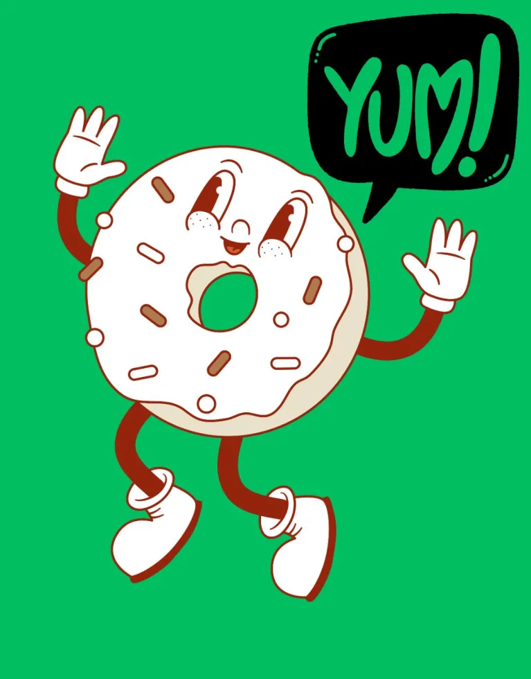 Dancing Donut Saying Yum