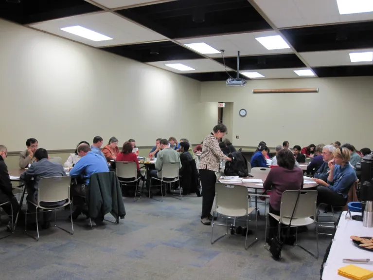 JoAnn Moody runs a workshop with pre-tenure faculty, September 20, 2010.