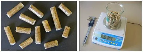 Macro-porosity of wood pellets.