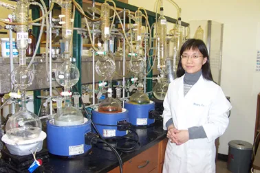 Wenfang Sun n the lab