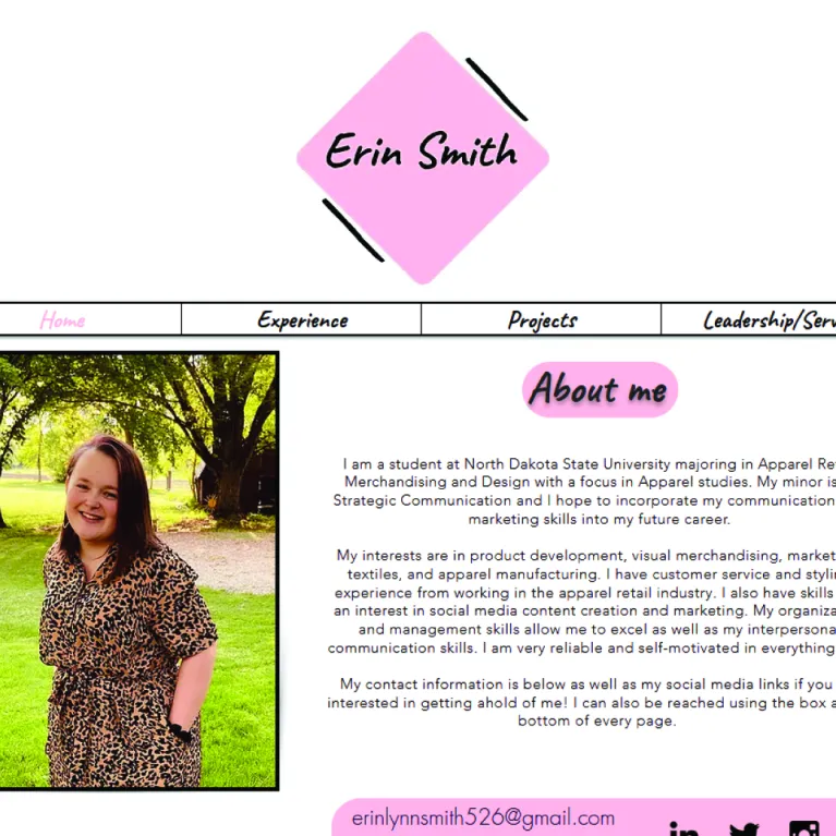 Erin Smith portfolio, click thumbnail for full site.