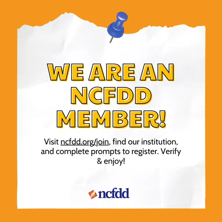 Image noting that NDSU is an NCFDD insitution with a link to the website to join.