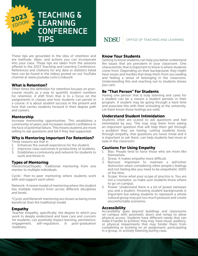 2023 Teaching & Learning Conference Tips