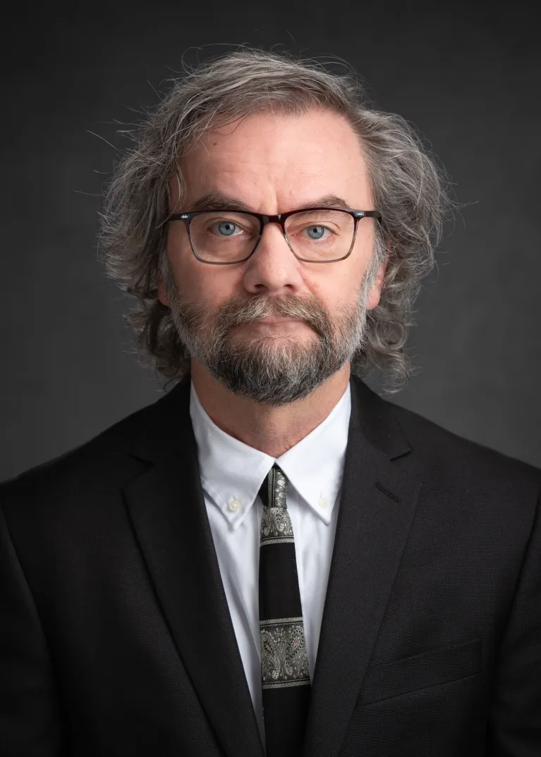 Bauroth looking confidently into camera