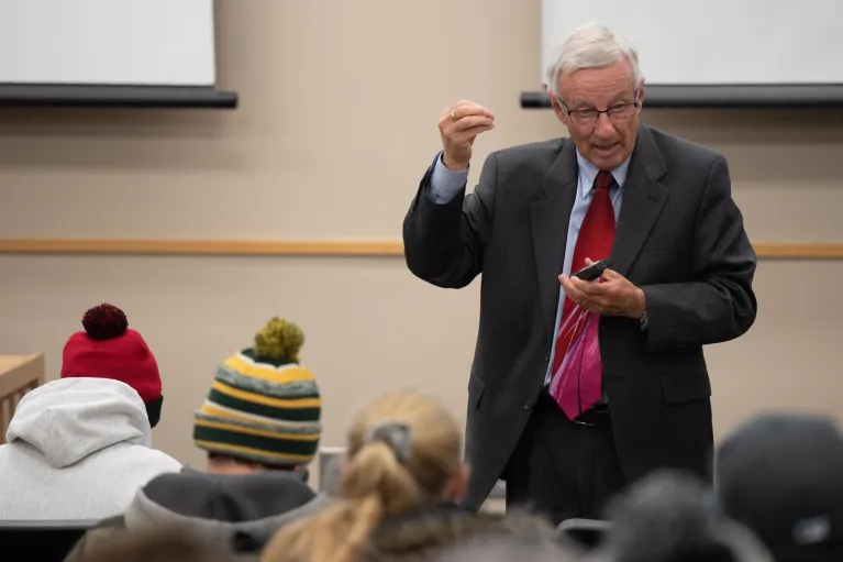 Dr. Ed Decker teaches one of his classes