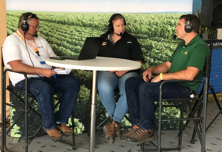 NDSU extension specialist Sam Markell being interviewed about soybean cyst nematode