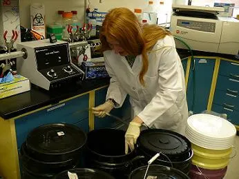 Brianna Schneck working in the lab