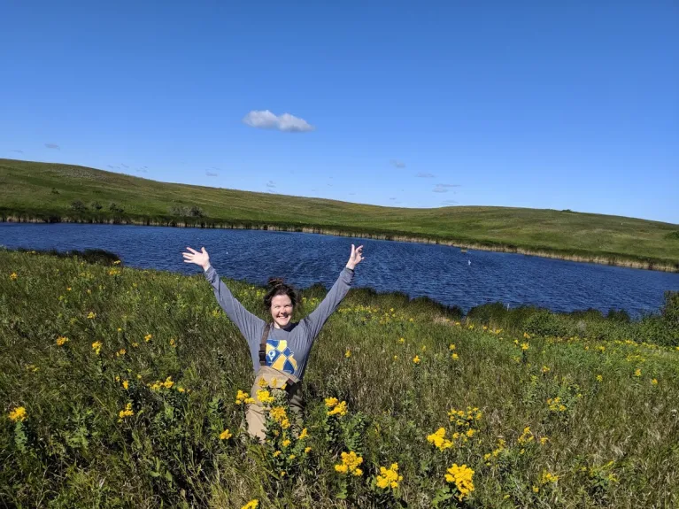 Field work at Cottonwood Lake Study Area (a U.S. Fish and Wildlife service managed Waterfowl Production Area)